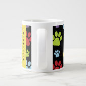 Farbige Paws, Muster, Hundepaws, Ihr Name Jumbo-Tasse (Rückseite)