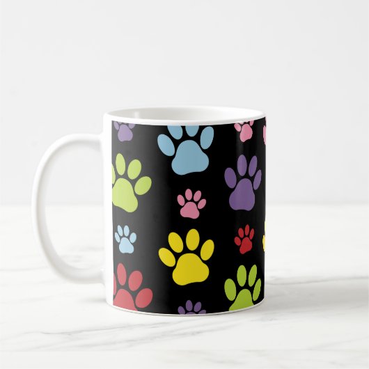 Farbige Paws, Muster, Hundepaws, Ihr Name Kaffeetasse (Links)