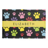 Farbige Paws, Muster, Hundepaws, Ihr Name Kissenbezug (Rückseite)