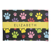 Farbige Paws, Muster, Hundepaws, Ihr Name Kissenbezug (Vorderseite)