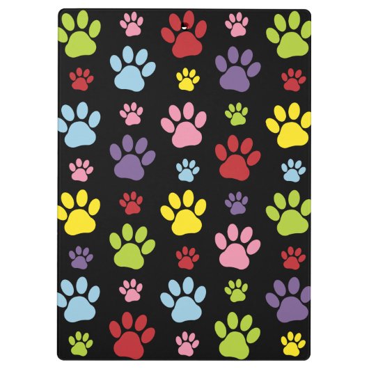 Farbige Paws, Muster, Hundepaws, Ihr Name Klemmbrett (Rückseite)