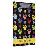 Farbige Paws, Muster, Hundepaws, Ihr Name Klemmbrett (Rechts)