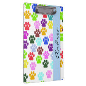 Farbige Paws, Muster, Hundepaws, Ihr Name Klemmbrett (Rechts)