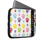 Farbige Paws, Muster, Hundepaws, Ihr Name Laptopschutzhülle (Vorne Rechts)