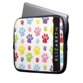 Farbige Paws, Muster, Hundepaws, Ihr Name Laptopschutzhülle (Vorderseite Links)