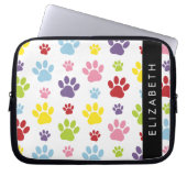 Farbige Paws, Muster, Hundepaws, Ihr Name Laptopschutzhülle (Vorderseite)