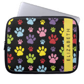 Farbige Paws, Muster, Hundepaws, Ihr Name Laptopschutzhülle (Vorderseite)