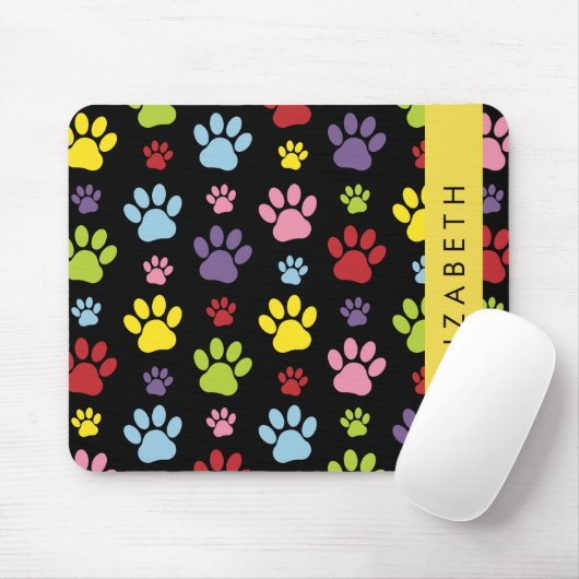 Farbige Paws, Muster, Hundepaws, Ihr Name Mousepad (Mit Mouse)