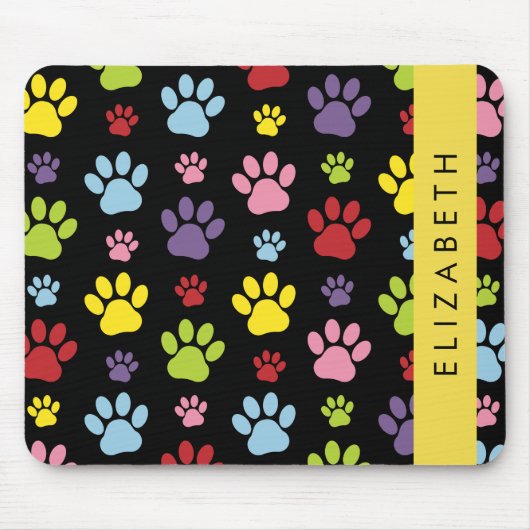 Farbige Paws, Muster, Hundepaws, Ihr Name Mousepad (Vorne)