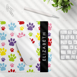 Farbige Paws, Muster, Hundepaws, Ihr Name Mousepad
