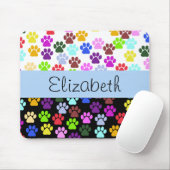 Farbige Paws, Muster, Hundepaws, Ihr Name Mousepad (Mit Mouse)