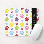 Farbige Paws, Muster, Hundepaws, Ihr Name Mousepad (Mit Mouse)