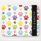 Farbige Paws, Muster, Hundepaws, Ihr Name Mousepad (Vorne)