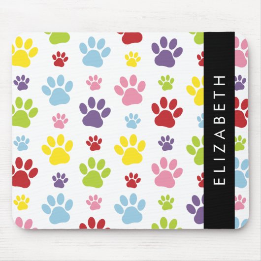 Farbige Paws, Muster, Hundepaws, Ihr Name Mousepad (Vorne)