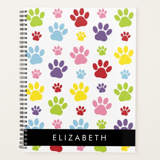 Farbige Paws, Muster, Hundepaws, Ihr Name Planer (Vorderseite)