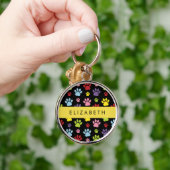 Farbige Paws, Muster, Hundepaws, Ihr Name Schlüsselanhänger (Hand)