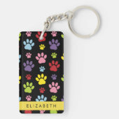 Farbige Paws, Muster, Hundepaws, Ihr Name Schlüsselanhänger (Rückseite)