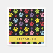 Farbige Paws, Muster, Hundepaws, Ihr Name Serviette (Vorderseite)