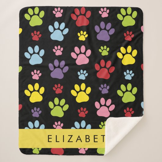 Farbige Paws, Muster, Hundepaws, Ihr Name Sherpadecke (Vorderseite)
