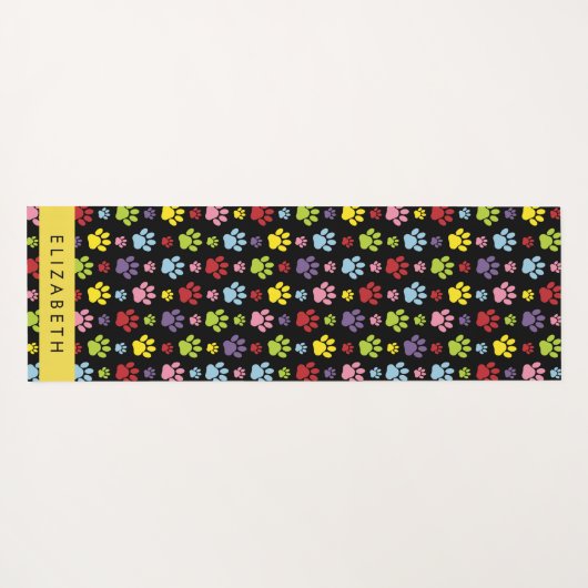 Farbige Paws, Muster, Hundepaws, Ihr Name Yogamatte (Rückseite (Horizontal))