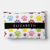 Farbige Paws, Muster, Hundepaws, Ihr Name Zubehörtasche (Rückseite)