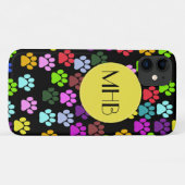 Farbige Paws, Muster, Hundepaws, Monogramm Case-Mate iPhone Hülle (Rückseite (Horizontal))