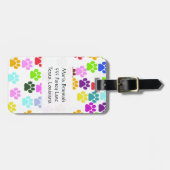 Farbige Paws, Muster, Hundepaws, Monogramm Gepäckanhänger (Vorderseite horizontal)