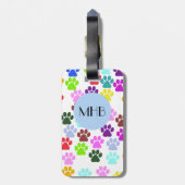 Farbige Paws, Muster, Hundepaws, Monogramm Gepäckanhänger (Rückseite vertikal)