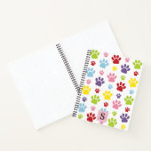 Farbige Paws, Muster, Hundepaws, Monogramm Notizblock (Innenseite)