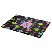 Farbige Paws, Muster, Hundepaws, Monogramm Schneidebrett (Ecke)