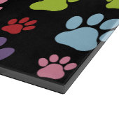 Farbige Paws, Muster, Hundepaws, Monogramm Schneidebrett (Ecke)