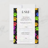 Farbige Paws, Muster, Hundeschlitten, Hochzeit RSVP Karte (Vorderseite)