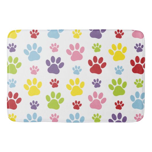 Farbige Paws, Muster, Hundeschlitten, Paw Prints Badematte (Vorderseite)