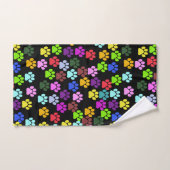 Farbige Paws, Muster, Hundeschlitten, Paw Prints Badhandtuch Set (Handtuch)