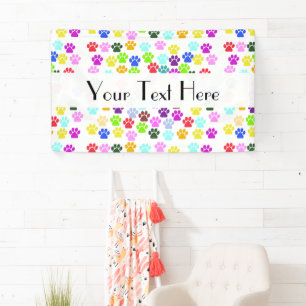 Farbige Paws, Muster, Hundeschlitten, Paw Prints Banner
