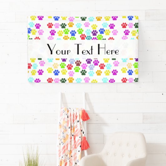 Farbige Paws, Muster, Hundeschlitten, Paw Prints Banner (Insitu)