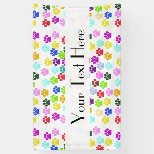 Farbige Paws, Muster, Hundeschlitten, Paw Prints Banner (Vertikal)