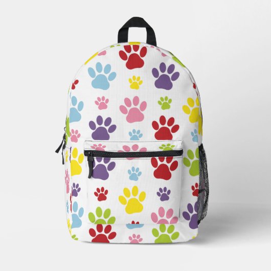 Farbige Paws, Muster, Hundeschlitten, Paw Prints Bedruckter Rucksack (Vorderseite)