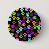 Farbige Paws, Muster, Hundeschlitten, Paw Prints Button (Vorderseite)
