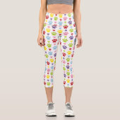 Farbige Paws, Muster, Hundeschlitten, Paw Prints Capri Leggings (Vorderseite)