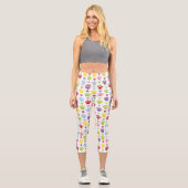 Farbige Paws, Muster, Hundeschlitten, Paw Prints Capri Leggings (Vorderseite)