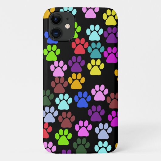Farbige Paws, Muster, Hundeschlitten, Paw Prints Case-Mate iPhone Hülle (Rückseite)