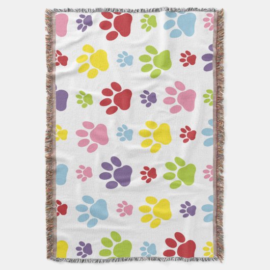 Farbige Paws, Muster, Hundeschlitten, Paw Prints Decke (Vorderseite Vertikal)