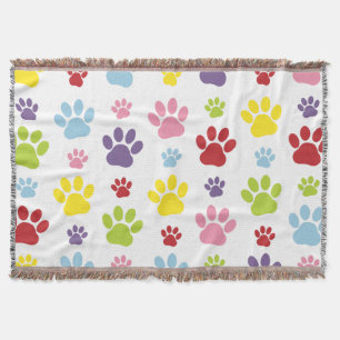 Farbige Paws, Muster, Hundeschlitten, Paw Prints Decke