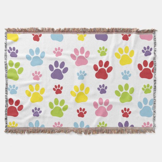 Farbige Paws, Muster, Hundeschlitten, Paw Prints Decke (Vorderseite)