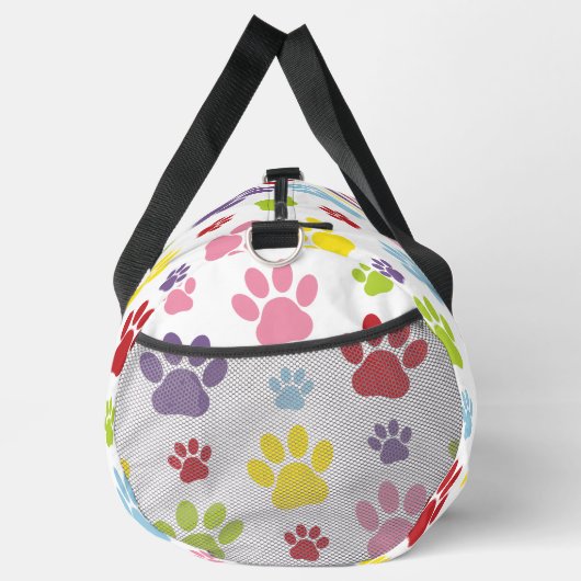 Farbige Paws, Muster, Hundeschlitten, Paw Prints Duffle Bag (Rechts)