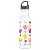Farbige Paws, Muster, Hundeschlitten, Paw Prints Edelstahlflasche (Vorderseite)