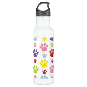 Farbige Paws, Muster, Hundeschlitten, Paw Prints Edelstahlflasche