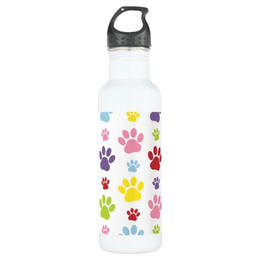 Farbige Paws, Muster, Hundeschlitten, Paw Prints Edelstahlflasche (Vorderseite)