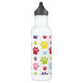 Farbige Paws, Muster, Hundeschlitten, Paw Prints Edelstahlflasche (Rechts)